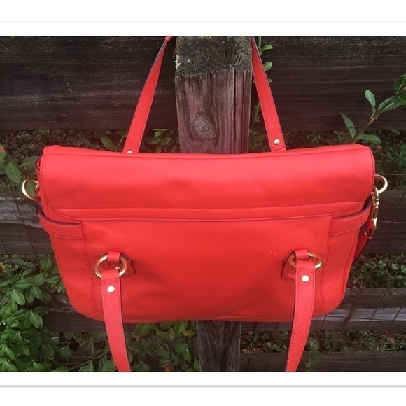 Coach Y2K Buckle Campbell Orange Leather Satchel Flap Bag - Picture 3 of 6